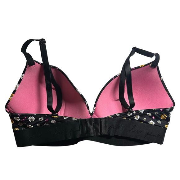 Pink Victoria's Secret Floral Daisy Plunge Padded Adjustable Bra 36C 36 C - Picture 4 of 9